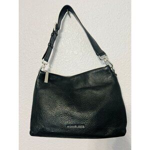 Michael Kors Black Pebbled Leather Shoulder Bag Dual Zippers Snap  05/2015 READ